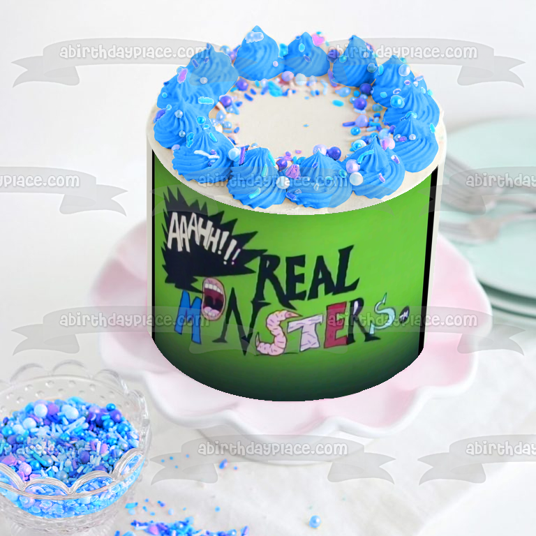 ¡¡¡Aaah!!! Real Monsters TV Logo Fondo verde Imagen comestible para decoración de tarta ABPID01114 