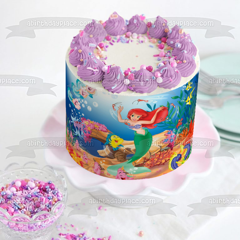 The Little Mermaid Ariel Flounder Edible Cake Topper Image ABPID01138