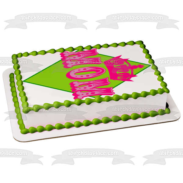 Imagen comestible para decoración de tarta con fondo de diamante verde y corona rosa de mamá ABPID01167 