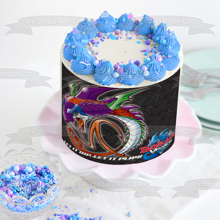 Beyblade V Force Let It Rip Let It Play Cyber ​​Bit Beast Imagen comestible para decoración de tarta ABPID01168 