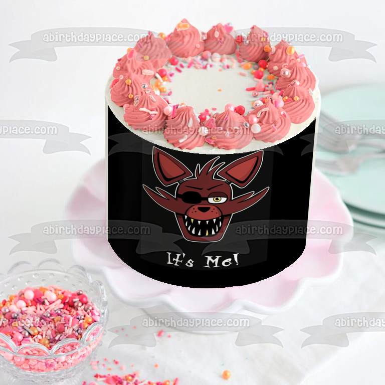 Five Nights at Freddy's Foxy It's Me Eye Patch Black Background Edible Cake Topper Image ABPID01240