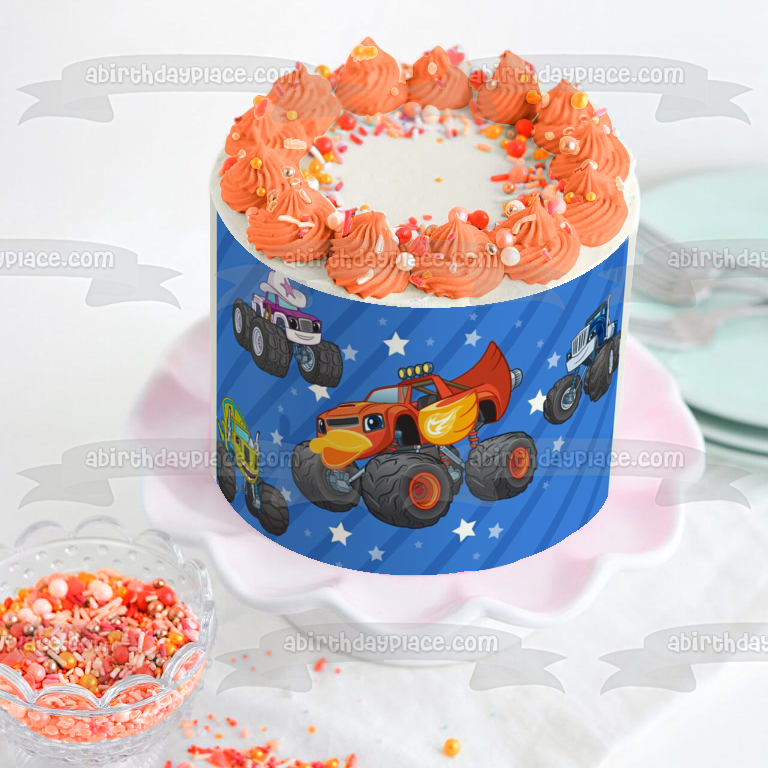 Blaze and the Monster Machines Starla Pickle Darington and Stars Edible Cake Topper Image ABPID01241