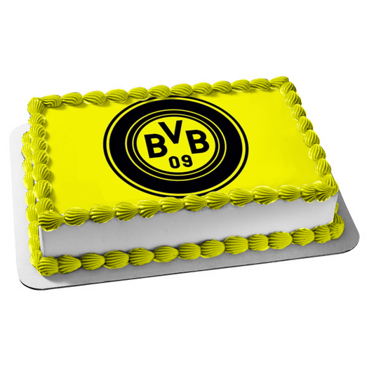 Logotipo del Borussia Dortmund con fondo amarillo Imagen comestible para decoración de tarta ABPID01291 