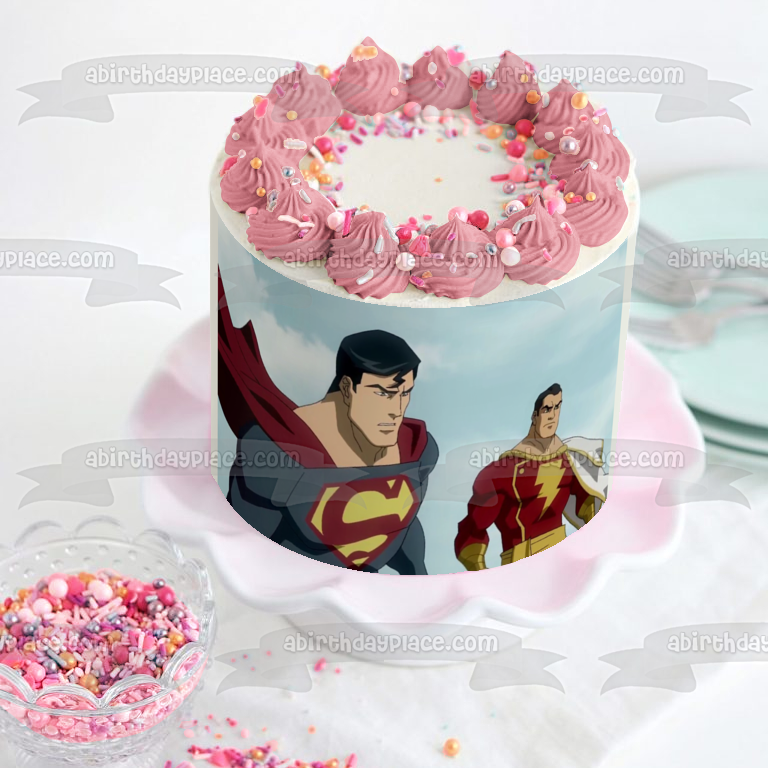 Superman and the Flash Edible Cake Topper Image ABPID01462