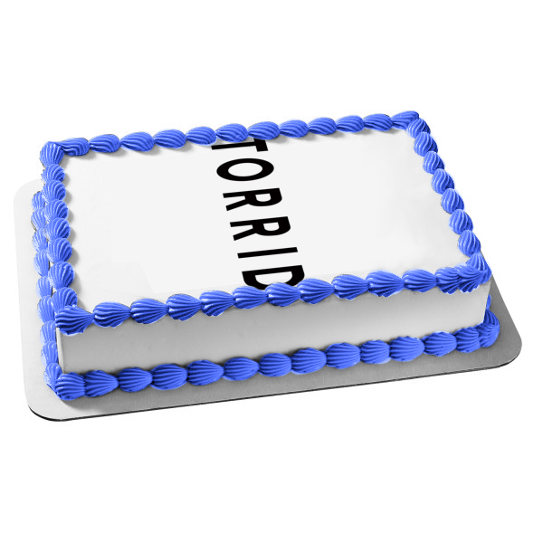 Imagen comestible para decoración de tarta con logotipo tórrido en negro ABPID01492 