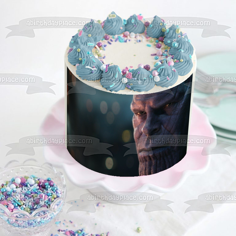 Avengers Thanos Face Close Up Edible Cake Topper Image ABPID01467