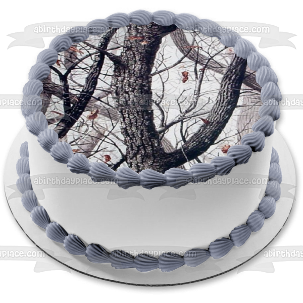 Adorno comestible para tarta con hojas de árboles cayendo en blanco y negro, imagen ABPID01512 