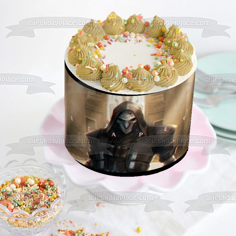 Overwatch Reaper Mercenary Reyes Edible Cake Topper Image