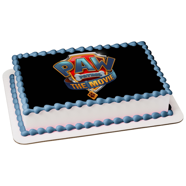 Paw Patrol: The Movie Logo Black Background Edible Cake Topper Image ABPID54629