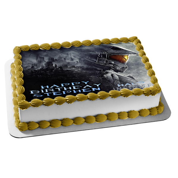 Halo Infinite Open World RPG Master Chief City Scape Juego de disparos personalizable Imagen comestible para decoración de tarta ABPID53716 