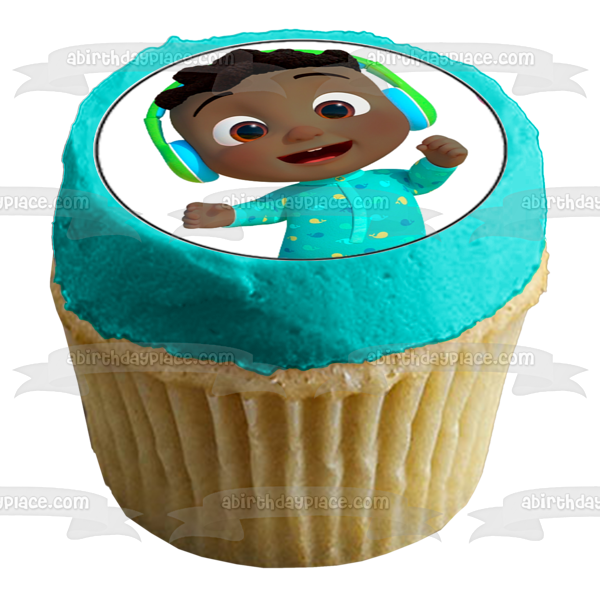 Multiracial Cocomelon Families Baby JJ Chevron Edible Cupcake Topper Images ABPID54642