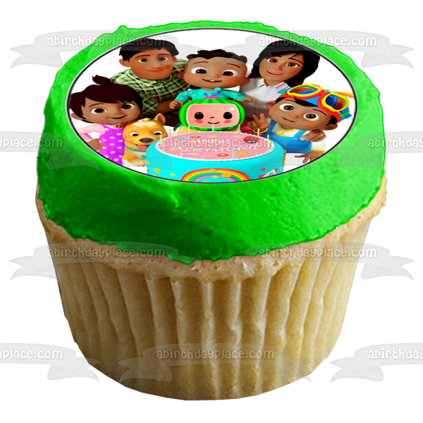 Imágenes de decoración comestible para cupcakes con diseño de JJ Chevron de Baby Cocomelon Families multirraciales ABPID54642 