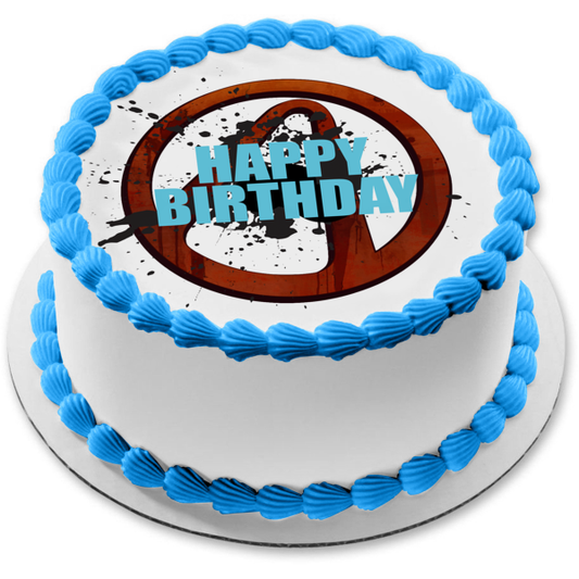 Borderlands Logo Happy Birthday Edible Cake Topper Image ABPID54638