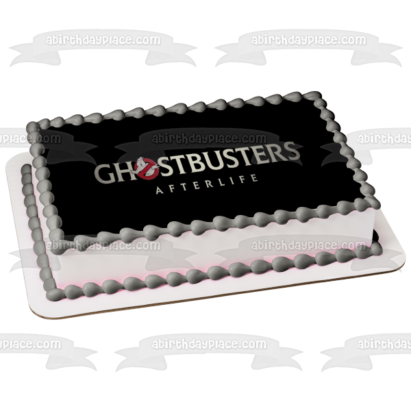 Ghostbusters: Afterlife Logo Black Background Edible Cake Topper Image ABPID54651