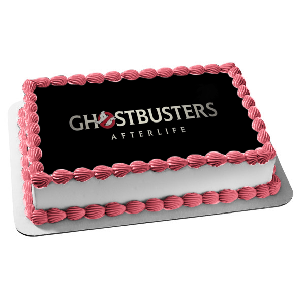 Ghostbusters: Afterlife Logo Black Background Edible Cake Topper Image ABPID54651