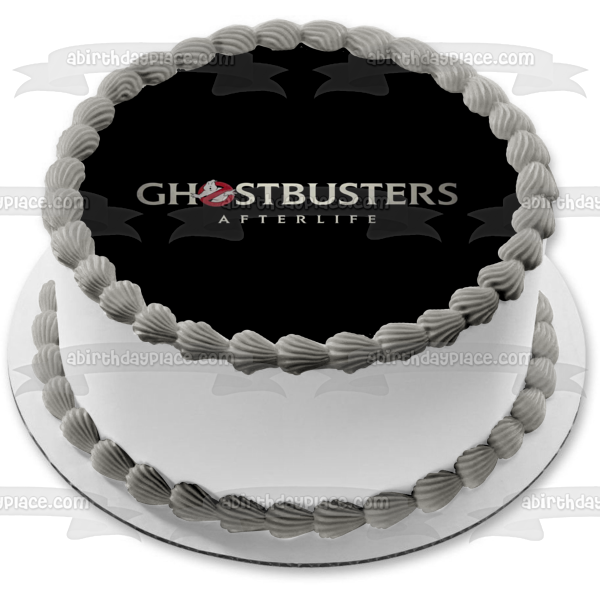 Ghostbusters: Afterlife Logo Black Background Edible Cake Topper Image ABPID54651