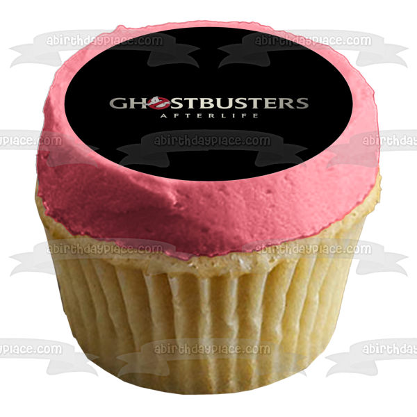 Ghostbusters: Afterlife Logo Black Background Edible Cake Topper Image ABPID54651