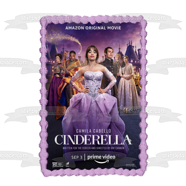 Póster de la película musical de Cenicienta, Príncipe Robert, Rey Rowan, Reina Beatriz, Hada Madrina, decoración comestible para tarta, imagen ABPID54720 