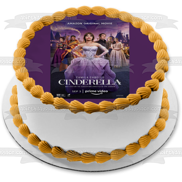 Póster de la película musical de Cenicienta, Príncipe Robert, Rey Rowan, Reina Beatriz, Hada Madrina, decoración comestible para tarta, imagen ABPID54720 