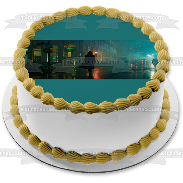 The Matrix Resurrections Neo Walking In the Rain Edible Cake Topper Image ABPID54732