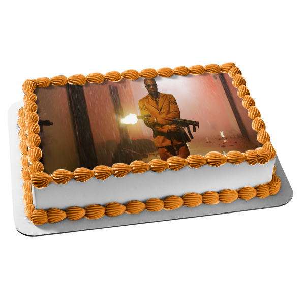 The Matrix Resurrections Morpheus Shooting Guns Edible Cake Topper Image ABPID54736