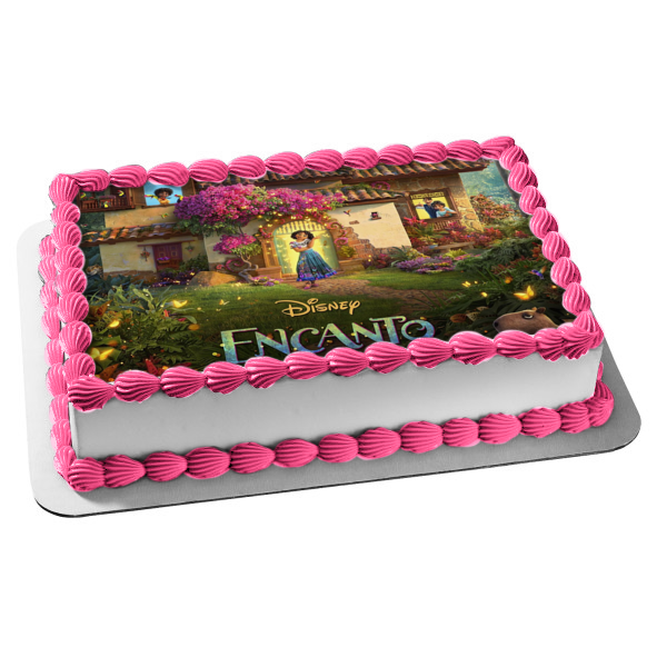 Encanto Mirabel Surrounded by Flowers and Butterflies Edible Cake Topper Image ABPID54678