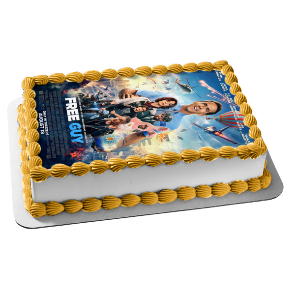 Free Guy Movie Poster Molotov Girl Keys Antoine Edible Cake Topper Image ABPID54757