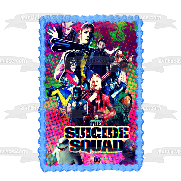 The Suicide Squad Harley Quinn Polka-Dot Man Bloodsport Edible Cake Topper Image ABPID54766