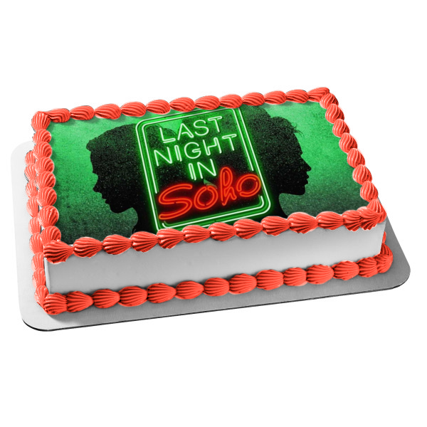 The Last Night In Soho Logo on a Green Background Edible Cake Topper Image ABPID54775