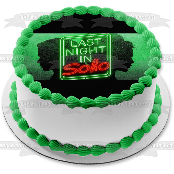 Logotipo de The Last Night In Soho sobre un fondo verde Imagen comestible para decoración de tarta ABPID54775 