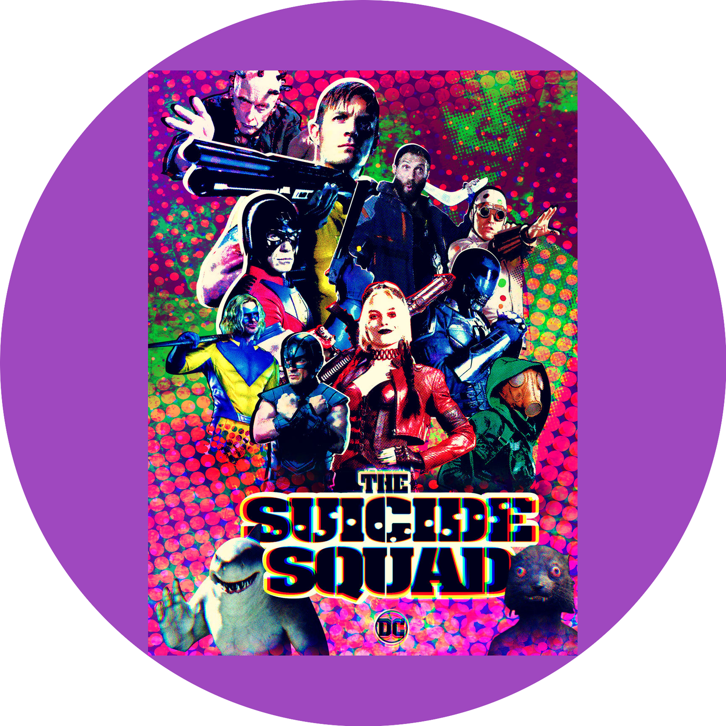 The Suicide Squad Harley Quinn Polka-Dot Man Bloodsport Edible Cake Topper Image ABPID54766