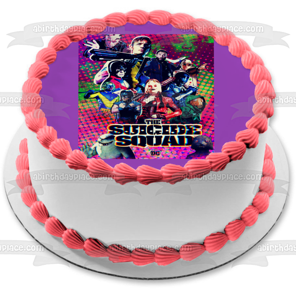 The Suicide Squad Harley Quinn Polka-Dot Man Bloodsport Edible Cake Topper Image ABPID54766