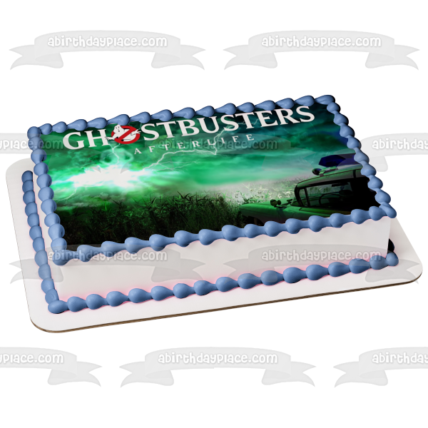 Ghostbusters; Afterlife Ecto-1 In a Lightning Storm Edible Cake Topper Image ABPID54658