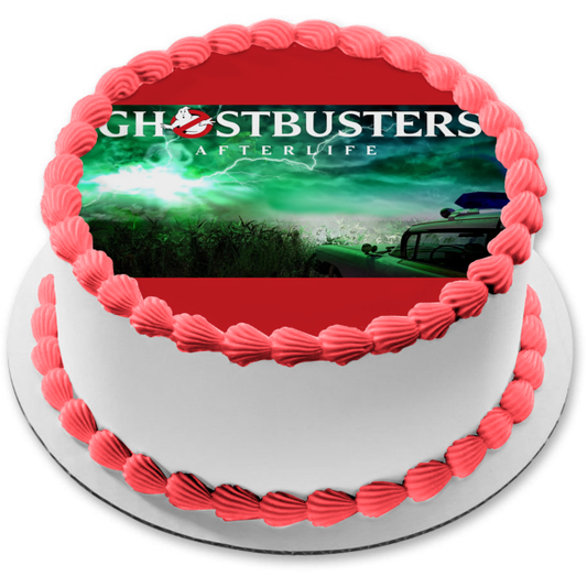 Ghostbusters; Afterlife Ecto-1 In a Lightning Storm Edible Cake Topper Image ABPID54658