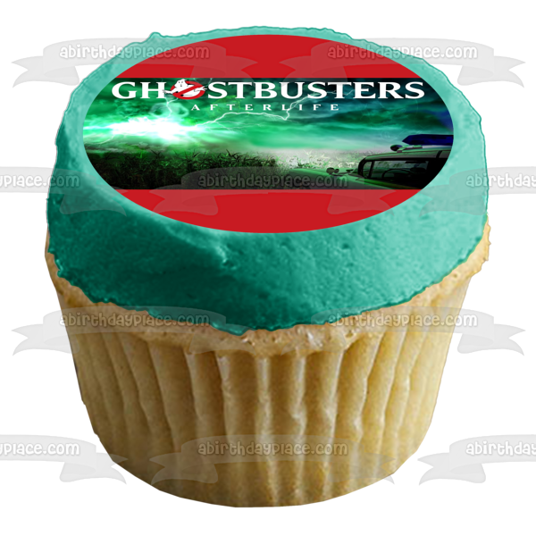 Ghostbusters; Afterlife Ecto-1 In a Lightning Storm Edible Cake Topper Image ABPID54658