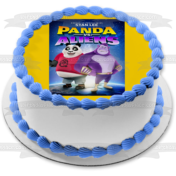 Panda Vs. Aliens Pandy Bruno Movie Poster Edible Cake Topper Image ABPID54887