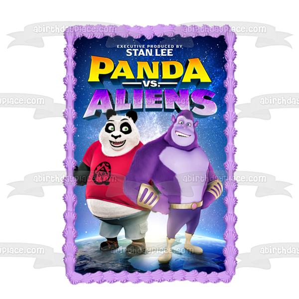 Panda Vs. Aliens Pandy Bruno Movie Poster Edible Cake Topper Image ABPID54887