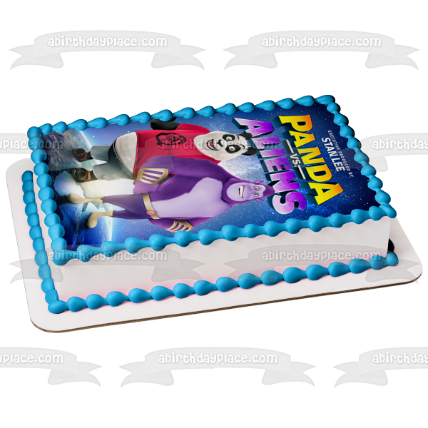 Panda Vs. Aliens Pandy Bruno Movie Poster Edible Cake Topper Image ABPID54887