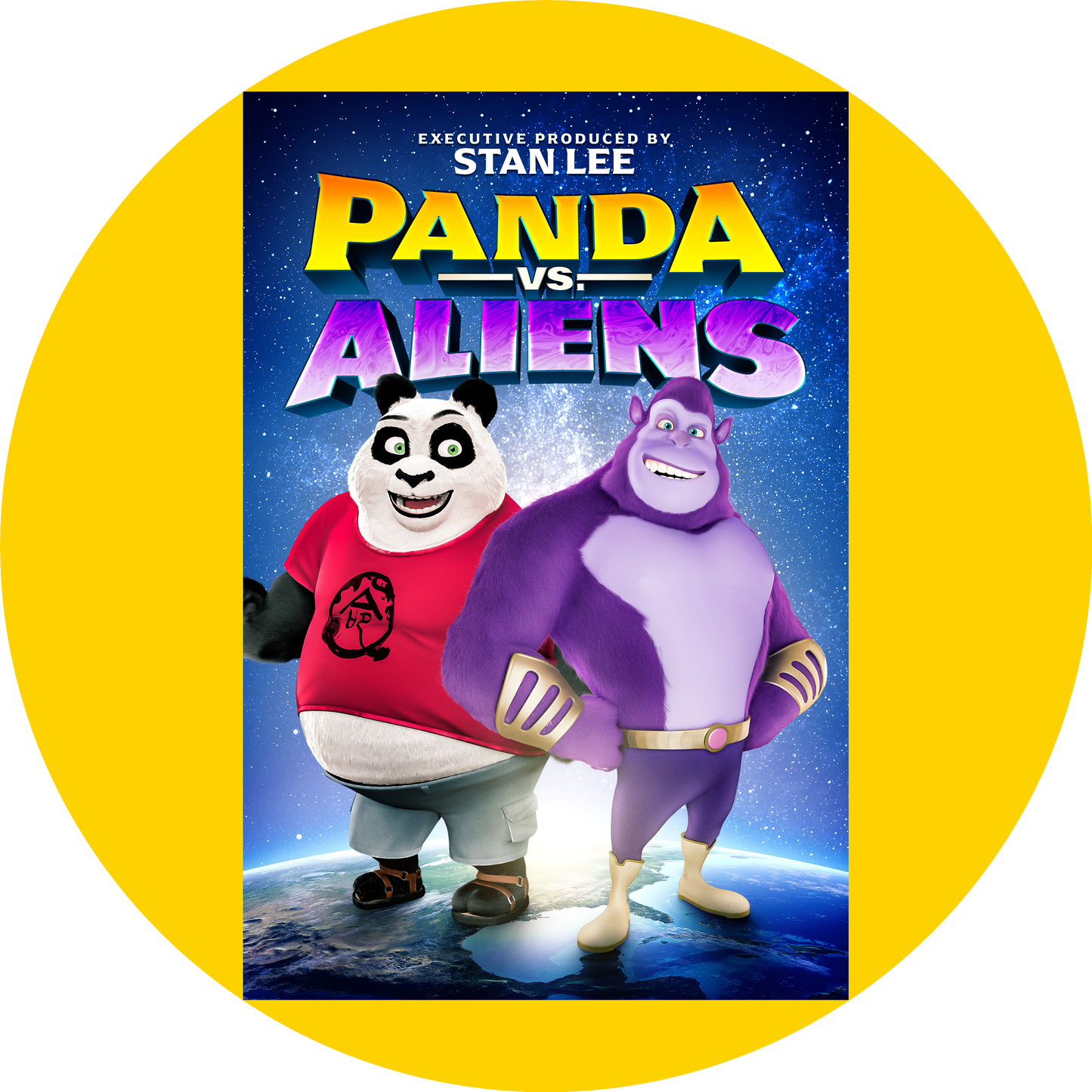 Panda Vs. Aliens Pandy Bruno Movie Poster Edible Cake Topper Image ABPID54887