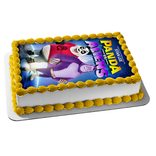 Panda Vs. Aliens Pandy Bruno Movie Poster Edible Cake Topper Image ABPID54887