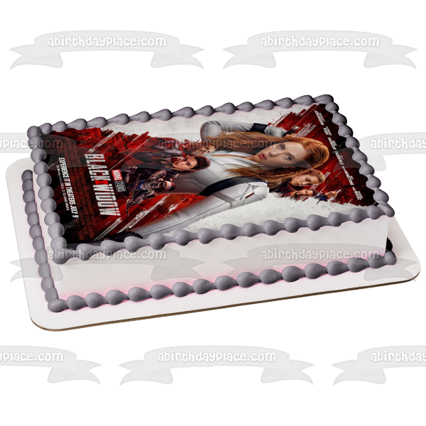 Black Widow Movie Poster White Widow Red Guardian Iron Maiden Edible Cake Topper Image ABPID54831