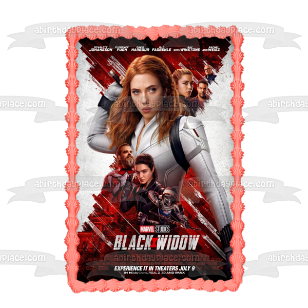 Black Widow Movie Poster White Widow Red Guardian Iron Maiden Edible Cake Topper Image ABPID54831