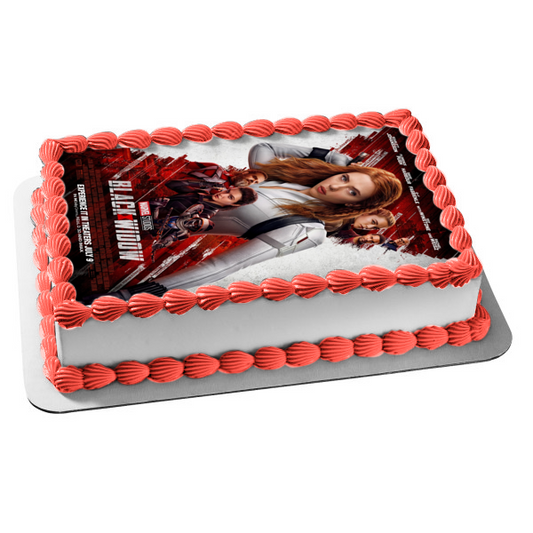 Black Widow Movie Poster White Widow Red Guardian Iron Maiden Edible Cake Topper Image ABPID54831