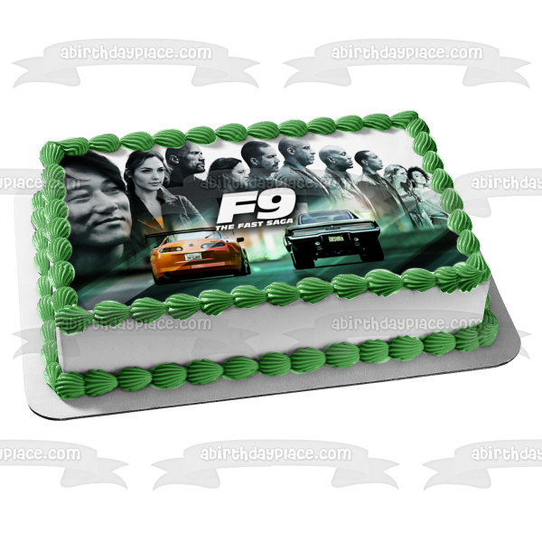 F9 the Fast Saga Dominic Toretto Han Lue Race Car Edible Cake Topper Image ABPID54838