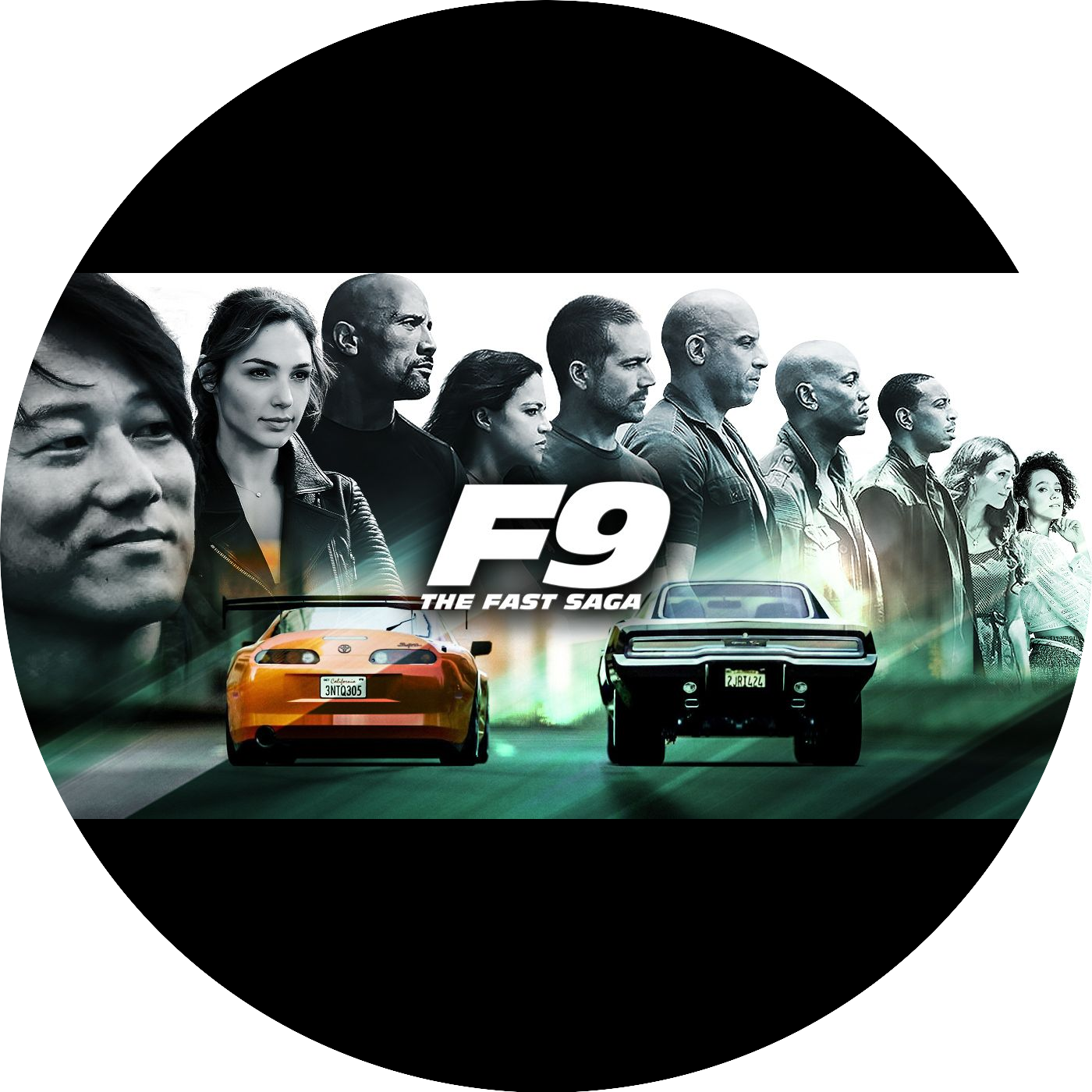 F9 the Fast Saga Dominic Toretto Han Lue Race Car Edible Cake Topper Image ABPID54838