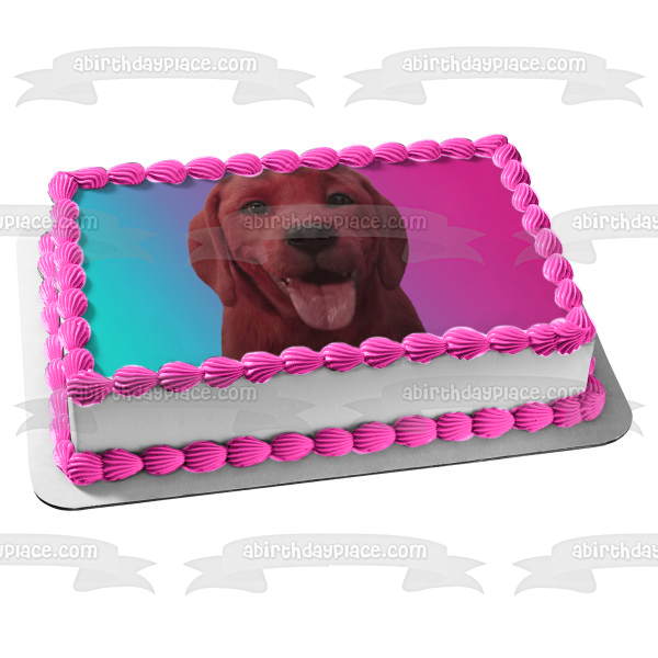 Clifford the Big Red Dog with a Tie Dye Background Edible Cake Topper Image ABPID54904