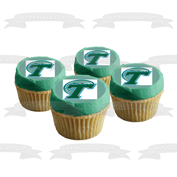 Imagen comestible para decoración de tarta con logotipo de onda verde de la Universidad de Tulane ABPID00090 