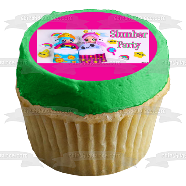 Slumber Party Girl Sleep Over Rainbows and Stars Edible Cake Topper Image ABPID00095