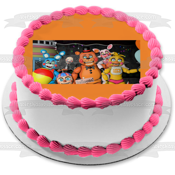 Five Nights at Freddy's Happy Birthday Cute Chica Bonnie Edible Cake Topper  Image ABPID56058