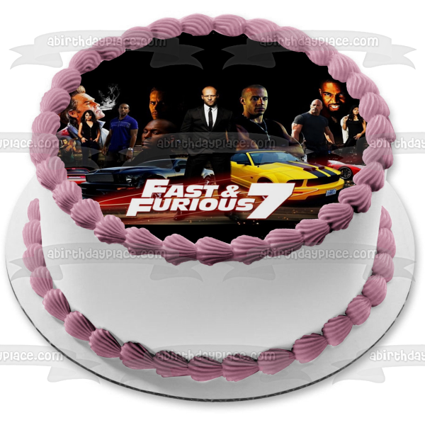 Adorno comestible para tarta de Vin Diesel Paul Walker de Rápido y Furioso 7 Imagen ABPID00119 